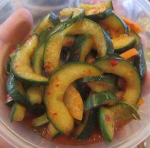 Poster for Korean cucumber salad (oi muchim), and why it goes watery