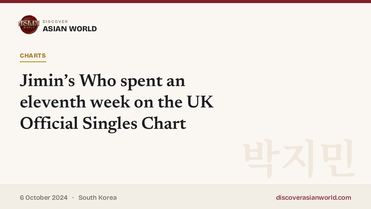 Poster for Jimin’s Who spent an eleventh week on the UK Official Singles Chart