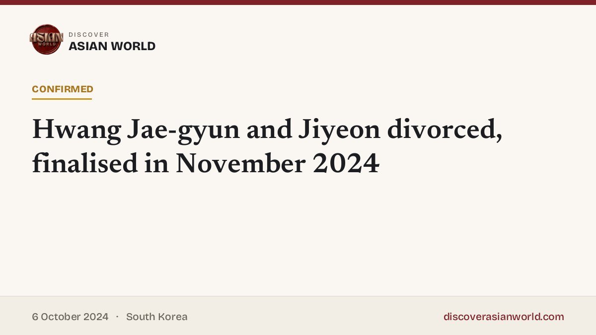 Poster for Hwang Jae-gyun and Jiyeon divorced, finalised in November 2024